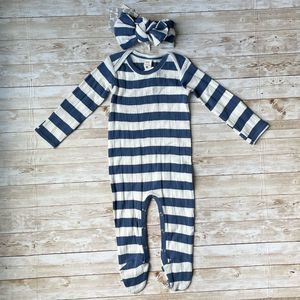 Kate Quinn Striped Lap Neck Footie & Headband